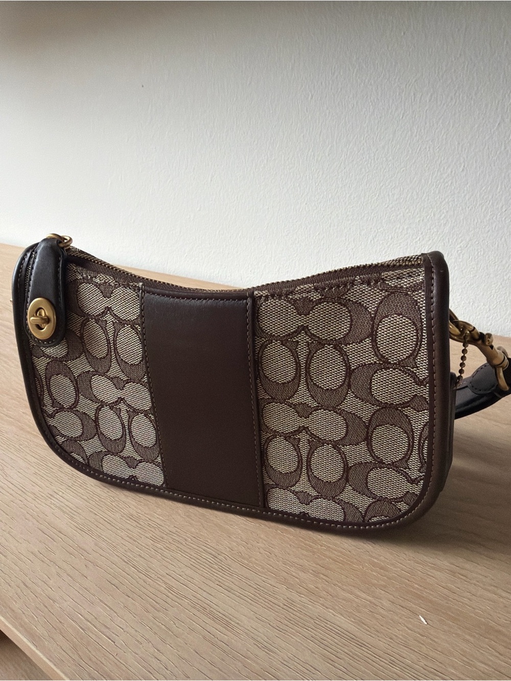 Brown Signature Jacquard Shoulder Bag